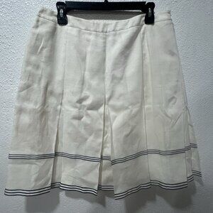 Linen Skirt White Pleated 12 Nautical Jones New York Lined Flare Classic Lined